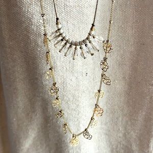 Delicate Rose Teardrop Double Chain Necklace